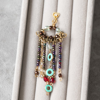 <1点もの>【Atelier BIO】ピアス｜ 大人のためのフリンジピアス ビーズ×チェーン⑥