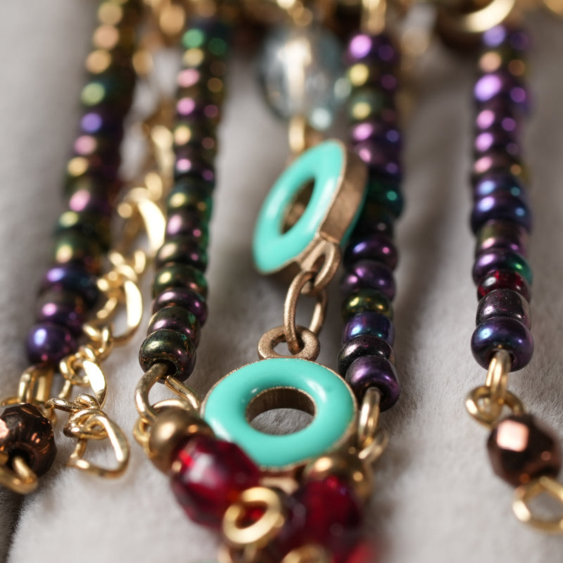 <1点もの>【Atelier BIO】ピアス｜ 大人のためのフリンジピアス ビーズ×チェーン⑥