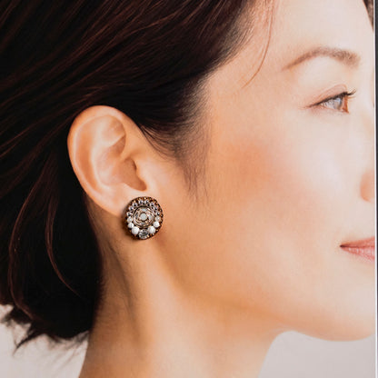 <1点もの>【Atelier BIO】ピアス｜ 知的な気品を宿す刺繍ピアス ハウライト×ジルコニア⑫