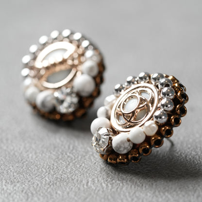 <1点もの>【Atelier BIO】ピアス｜ 知的な気品を宿す刺繍ピアス ハウライト×ジルコニア⑫