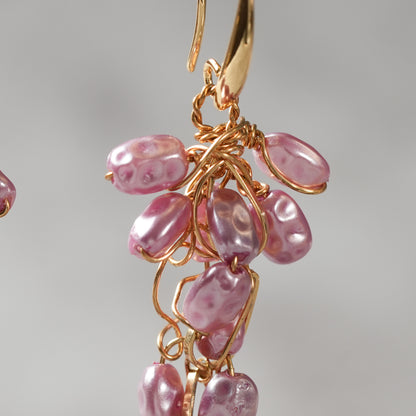 <1点もの>【Atelier BIO】ピアス｜ クラスターフックピアスター 淡水パール×ゴールドワイヤー⑭