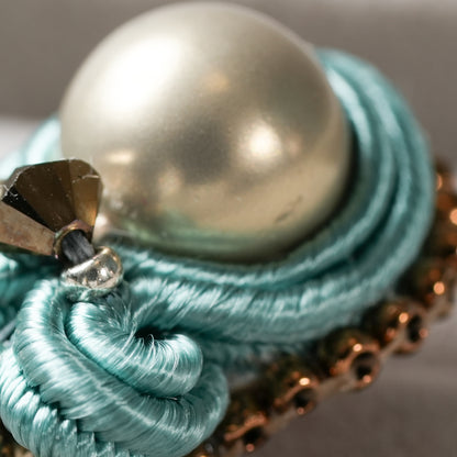 <1点もの>【Atelier BIO】ピアス｜ ソウタシエ刺繍ピアス 淡水パール×メタルビーズ⑮