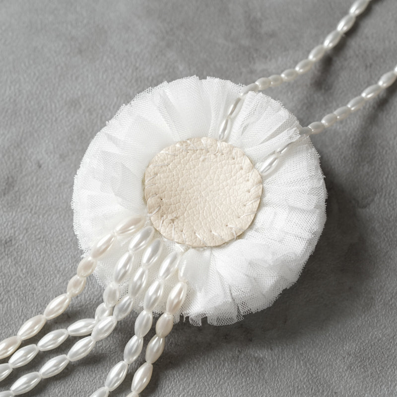 <1点もの>【Atelier BIO】ネックレス｜ ビジューストーンネックレス パール×レース㉓
