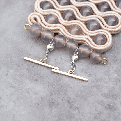 <1点もの>【Atelier BIO】ブレスレット｜くすみピンクソウタシエワイドブレスレット カルセドニー（受注生産）㉖