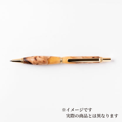 <1点もの>【KomaCraft】シャープペンシル　ビーディッド　瘤杢×レジン(金色)