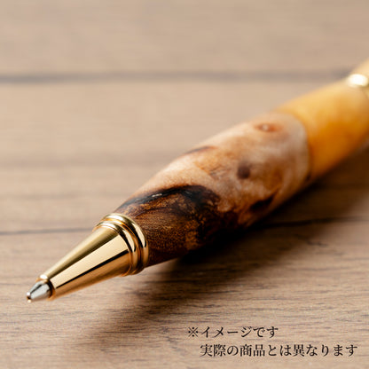 <1点もの>【KomaCraft】シャープペンシル　ビーディッド　瘤杢×レジン(金色)