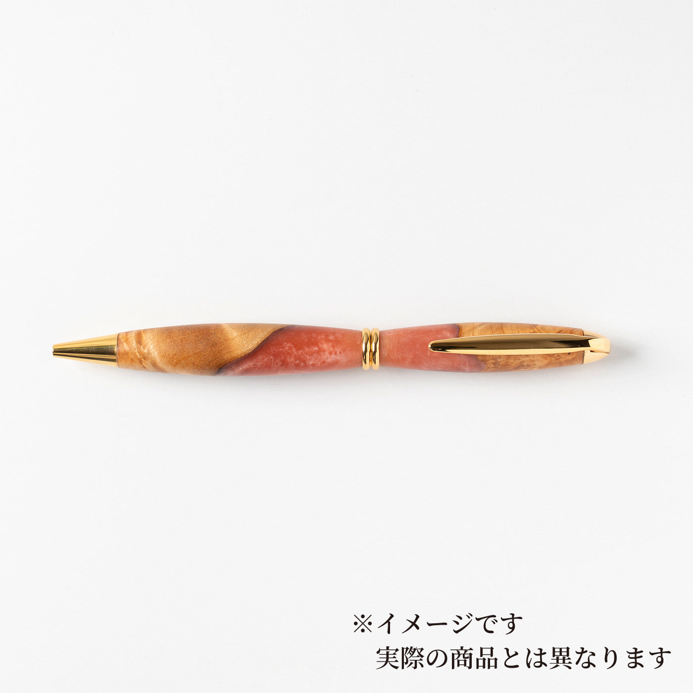 <1点もの>【KomaCraft】ボールペン　プレジデント　瘤杢×レジン(ピンク)