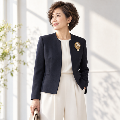 <1点もの>【Atelier BIO】ブローチ｜ロイヤルソウタシ刺繍ブローチ イエローメノウ×ノーブルパール×スワロフスキー