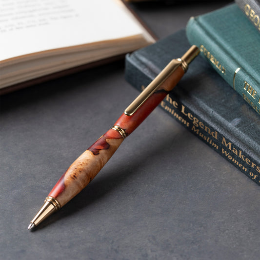 <1点もの>【KomaCraft】シャープペンシル　ビーディッド　瘤杢×レジン(オレンジ)