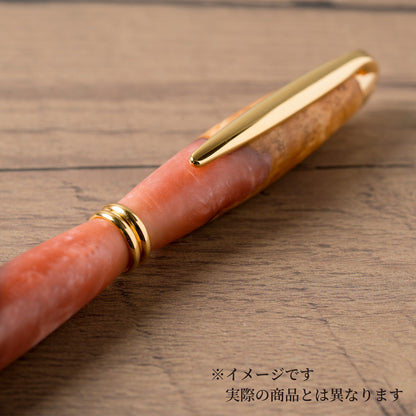 <1点もの>【KomaCraft】ボールペン　プレジデント　瘤杢×レジン(ピンク)