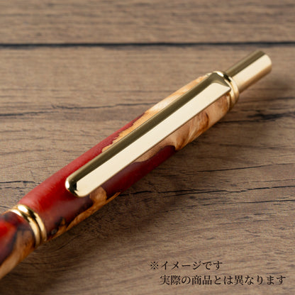 <1点もの>【KomaCraft】シャープペンシル　ビーディッド　瘤杢×レジン(えんじ)