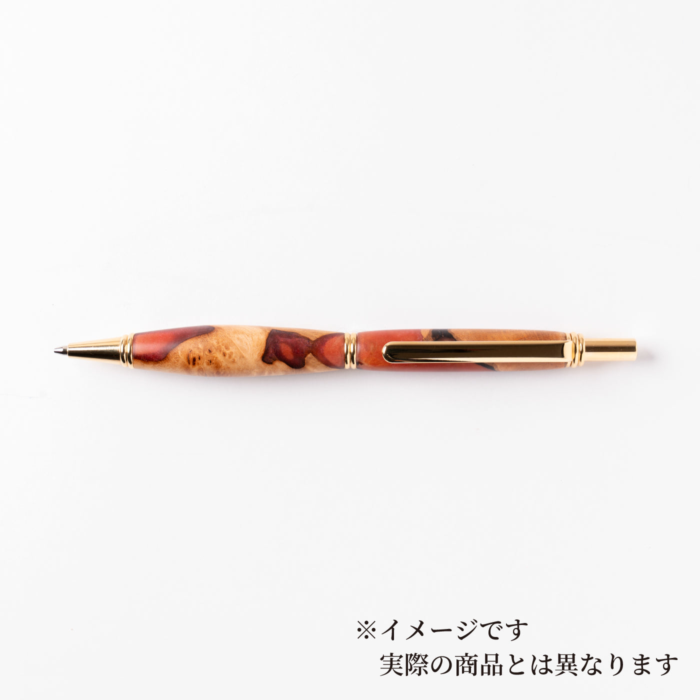 <1点もの>【KomaCraft】シャープペンシル　ビーディッド　瘤杢×レジン(オレンジ)