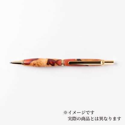 <1点もの>【KomaCraft】シャープペンシル　ビーディッド　瘤杢×レジン(オレンジ)