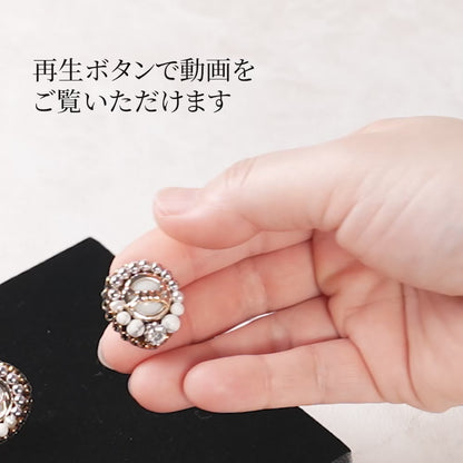 <1点もの>【Atelier BIO】ピアス｜ 知的な気品を宿す刺繍ピアス ハウライト×ジルコニア⑫