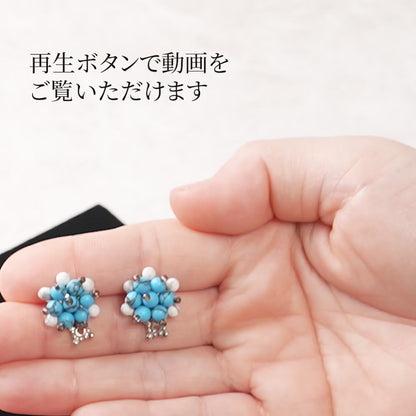 <1点もの>【Atelier BIO】ピアス｜夏のお出かけにスカイブルーのターコイズ×ハウライト③