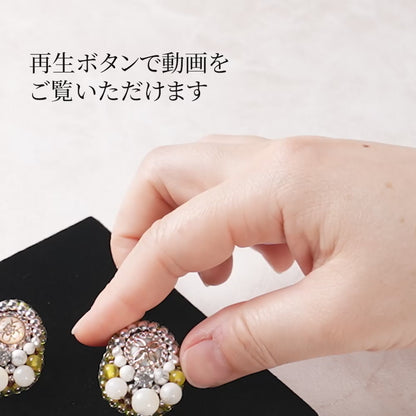 <1点もの>【Atelier BIO】ピアス｜ クラシカル刺繍ピアス マザーオブパール×ハウライト⑩